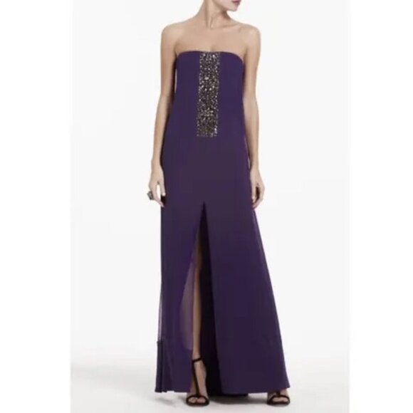 NWT BCBG MaxAzria Exene Silk Blend Strapless Dress 0 - Picture 1 of 16